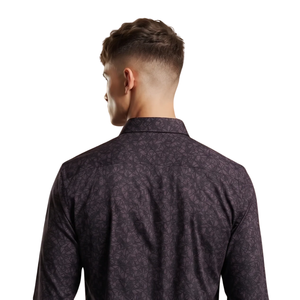 Dark Purple Mens Geometric Printed <b>Long</b> Sleeve Shirt Button Down Casual Slim Fit Fashion <b>Dress</b> Shirt Custom Clothing Supplier - Product Image 4