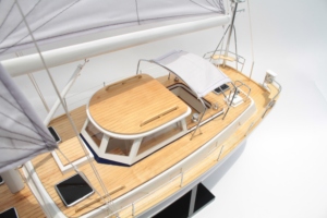 HALLBERG RASSY 62 Handcrafted Wooden Sailing Boat Model Nautical European Style for Freestanding Home Decor Antique - Product Image 4