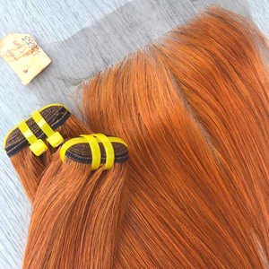 Conjunto de color naranja, venta al por mayor, 100% cabello humano vietnamita virgen crudo, peluca corta, extensión de cabello súper doble estirado - Product Image 1