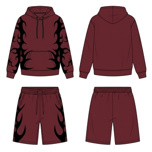 Conjunto de Sudadera con Capucha y Pantalones Cortos de Forro Polar con Estampado Personalizado, Marca Privada OEM, Proveedor Mayorista - Product Image 3