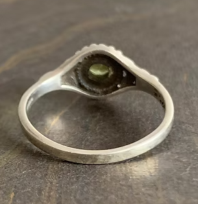 Dainty 2.2 Grams Peridot Gemstone <b>Ring</b> 925 Sterling <b>Silver</b> Vintage Style Bezel Setting for Women & <b>Men</b> Daily Wear - Product Image 6