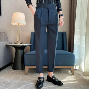 Pantalones de Vestir Formales Plisados de Cintura Alta para Hombre, Corte Regular, Color Negro, Pantalones de Alta Calidad para Hombre a Precio Económico, OEM Personalizado - Product Image 5