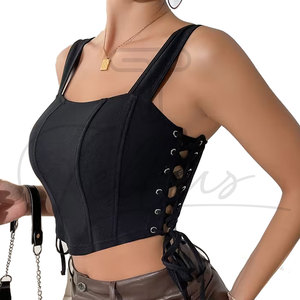 Top Corto Casual de Mujer al por Mayor, Tejido a Crochet, Transpirable, con Logotipo Frontal Personalizado, Color y Diseño Personalizados, Ropa Deportiva de Poliéster y Algodón - Product Image 6