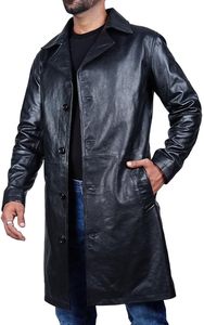 Manteau long en cuir véritable pour homme, fabriqué en usine, nouvelle mode, dernier design, manteau en cuir de haute qualité pour homme - Product Image 3
