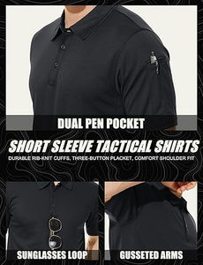 Polo pour homme, chemise tactique à manches courtes, respirante, en jersey, pour le golf, chemise tactique à manches longues - Product Image 5