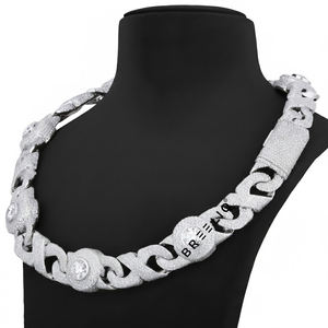 Popular Fashion Jewelry Iced Out Hip Hop Cuban Link Chain 20MM 925 <b>Sterling</b> <b>Silver</b> Lab Grown Diamond Luxury <b>Necklace</b> for Men - Product Image 2