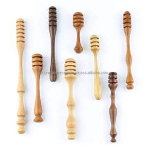 Haute qualité en gros bois d'olivier naturel taille différente serveur de miel en bois Drizzler mélange agitateur pour pot vaisselle - Product Image 5