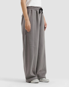 Pantalon de jogging décontracté gris pour homme, coupe large, en molleton, taille élastique, braguette zippée, respirant, imperméable, écologique, tissé, poids moyen - Product Image 2
