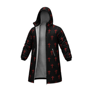 Unisex Swimming <b>Parka</b> Coat, Long <b>Waterproof</b> <b>Jacket</b> with Soft Inner Lining, Hooded Design for Maximum Comfort With Cross Design - Product Image 2