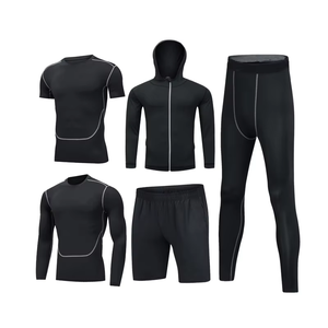 Combinaison de compression sportive pour la course à pied et l'entraînement, en spandex/polyester haute élasticité, séchage rapide - Product Image 1