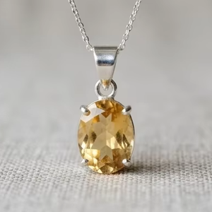 จี้สร้อยคอพลอยซิทรินธรรมชาติ รูปไข่ สีเหลือง คริสตัลทำมือ เครื่องประดับหรูหรา ของขวัญสำหรับผู้หญิง ขายส่ง - Product Image 4