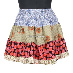 2026 Best Summer Latest Mini Patch Work <b>Skirt</b> Design Fit Mini Patch Work <b>Skirt</b> Vintage Indian Boho Hippie Mini Length Patch Work - Product Image 2