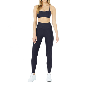 Ensemble de yoga 2 pièces grande taille pour femme : Leggings taille haute et crop top à bretelles, sans couture sur le devant, extensible dans les quatre sens, vêtements de sport - Product Image 1