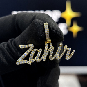Custom Zahir <b>Name</b> Pendant 925 Sterling <b>Silver</b> VVS Moissanite Iced Out Script <b>Necklace</b> Charm - Product Image 2