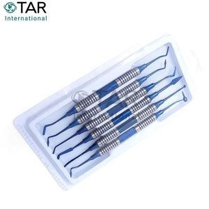 Ensemble professionnel de 6 spatules pour composites dentaires, tête plaquée titane, bleu, instruments de restauration médicale - Product Image 4