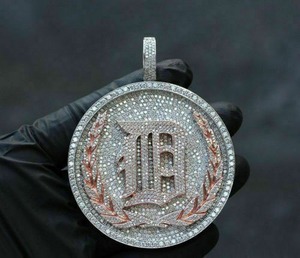 Iced 925 Silver Gold Plated Big Circle Moissanite Custom Name Initial Alphabet Letter Pendant HipHop Rapper Party Necklace Charm - Product Image 5