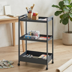 Chariot de cuisine mobile à 3 niveaux et 4 roues de qualité supérieure, en métal thermolaqué, mobilier de rangement moderne pour la maison, chariots de cuisine Reach - Product Image 3