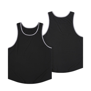 Débardeurs pour hommes en coton/élasthanne tricotés avec impression personnalisée |   T-shirt grande taille à col rond, respirant, séchage rapide, anti-boulochage, style urbain - Product Image 1