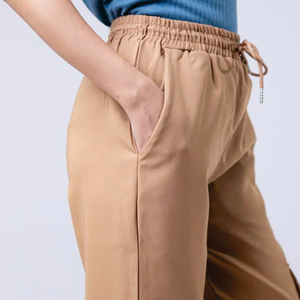 Women Cargo Pants Solid Color Mid Waist Elastic <b>Ankle</b>-Length Casual Pants With Pockets Breathable Woven Fit Loose - Product Image 4