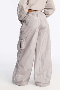 Customise Unisex Nylon Windbreaker Cargo Pants Wide Leg <b>Drawstring</b> Casual Streetwear <b>Trousers</b> OEM Private Label men's pants - Product Image 2