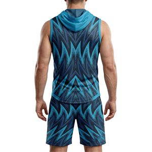 Shorts de football 7v7 imprimés par sublimation, ensemble maillot sans manches à capuche en polyester et élasthanne, kits de sport respirants - Product Image 2