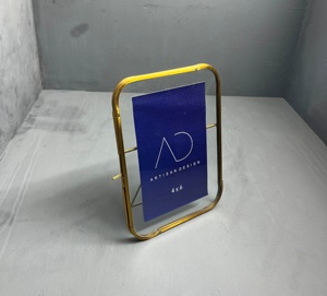 ARTISAN DESIGN Glass Portrait Tabletop <b>Picture</b> <b>Frame</b> Brass Finish Luxury Decorative Home Wedding Gift Premium Quality <b>small</b> size - Product Image 3