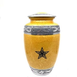 Ready to Ship Customized Yellow Color Finished Aluminum Home Decoration Funeral Cremation Urn for Human Ashes - Product Image 1