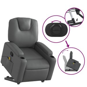 Fauteuil de massage inclinable gris avec fonction de levage - Product Image 5