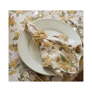 Serviette en coton beige doré pastel à imprimé floral botanique 50x50cm 210 GSM pour mariage, fête, table à manger et vente en gros - Product Image 1
