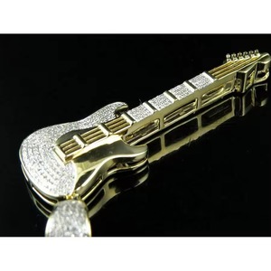 Pendentif Guitare Iced Out Moissanite Ronde Taille Brillant Certifiée IGI Argent 925 Instrument de Musique Hip Hop Bijoux Fins Unisexe - Product Image 3