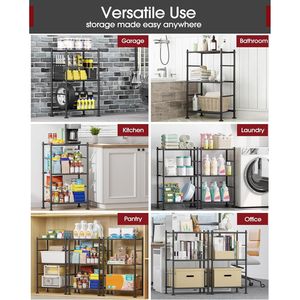 Scaffale di Stoccaggio in Metallo a 3 Ripiani Robusto con Piedini Regolabili Salvaspazio per Garage - Product Image 3
