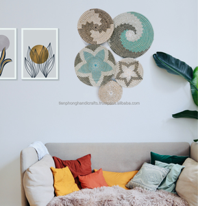 Juego de 5 cestas colgantes de pared para decoración artística, arte de pared para dormitorio, sala de estar o oficina, estilo moderno y de lujo, color azul - Product Image 2