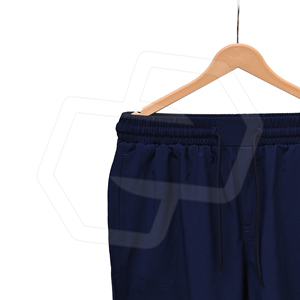 Men's Navy Blue Solid Eco-friendly Breathable Cotton <b>Quick</b> <b>Dry</b> <b>Shorts</b> with Drawstring Closure and Logo Front Casual Style - Product Image 3