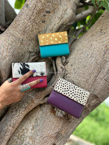 Nuevo pelo hecho a mano Real en ocultar piel metálica carteras de cuero para mujer elegante colorido multiusos monederos ATM tarjetero carteras - Product Image 4