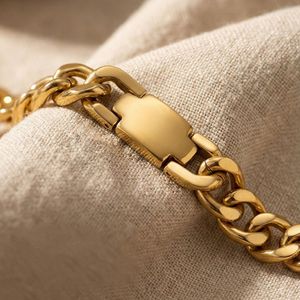 Pulsera de cadena cubana de acero inoxidable al por mayor, pulsera de cadena gruesa dorada, MOQ bajo - Product Image 6