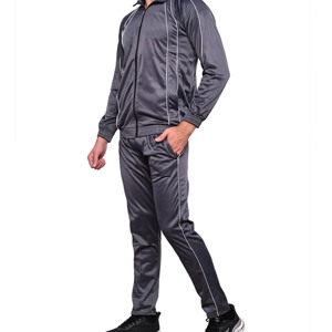 Men's Dark Gray Tracksuit Set Full <b>Zip</b> <b>Hooded</b> Jacket Jogger Pants Quick Dry Sporty Casual Autumn Wear Regular Fit Polyester - Product Image 4