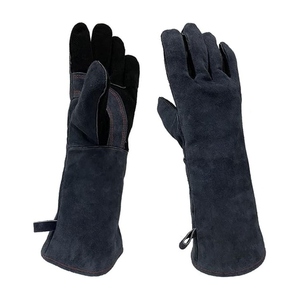 16 Inches Large Heavy Duty Industrial Safety Gloves Heat Resistant <b>Cow</b> Split Leather Abrasion Resistant Welding Gloves - Product Image 1