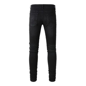 Collection de jeans en denim pour hommes, pantalons skinny déchirés et délavés noirs, et pantalons cargo bleus multi-poches décontractés pour hommes - Product Image 3