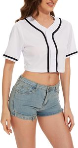 Maillot de baseball court d'été pour femme avec détails boutonnés, confortable, personnalisable, respirant, séchage rapide 2027 - Product Image 4