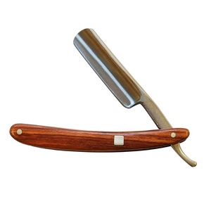 Rasoir à lame droite personnalisable KKZ INTERNATIONAL avec manche en bois, étui de transport inclus, pour le corps et le visage, pour hommes - Product Image 1