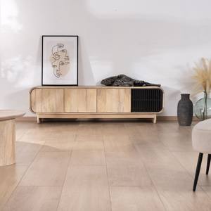 Mueble para TV de 4 puertas Vandana en tono plateado, 180 cm, en madera de mango con puerta decorativa negra Jappy - Product Image 1