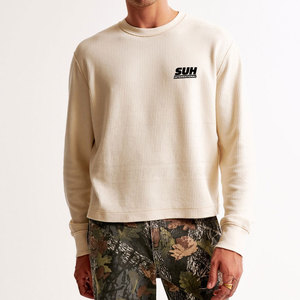 Chemise à manches longues en coton 100% avec logo personnalisé - Tissu gaufré pour homme - Décontractée, respirante, écologique, durable, col rond - Product Image 1