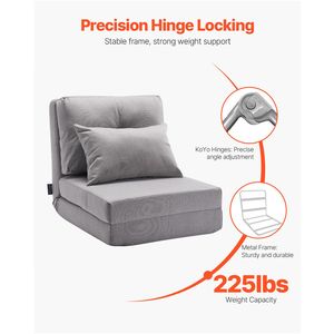 Convertible Flip Chair 5 Position Adjustment Floor Lazy <b>Sofa</b> <b>Foldable</b> Upholstered Couch <b>Bed</b> Adjustable Backrest Office Chair - Product Image 4