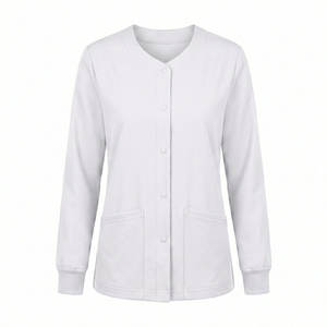 Chaqueta Médica Profesional OEM para Mujer, Chaqueta de Enfermera con Cierre de Botones, Cuello Redondo y Puños Acanalados, Uniforme de Hospital - Product Image 2