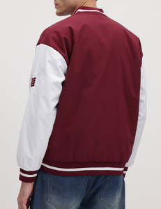 Customized Logo High Quality Embroidered Patchwork Stand Collar Winter Bomber Unisex School Team Jacket with <b>Sherpa</b> Lining - Product Image 4