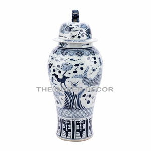 Round Shape Blue & White Enamel Color Aluminum Metal With Lids Decorative Storage Ginger Jar Use Food Fruit At Wholesale Price - Product Image 1