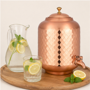 Distributeur d'eau artisanal en cuivre pur avec robinet anti-fuite, pot Matka traditionnel ayurvédique en cuivre pour stimuler le système immunitaire - Product Image 4