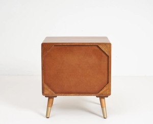 Modern Wood Nightstand With Rattan Weave Drawers 2 Drawer Bedroom Furniture Midcentury Design <b>Storage</b> <b>Side</b> <b>Table</b> - Product Image 5