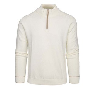 Men's Knitted Breathable 100% Cotton Fleece Winter Half/Quarter Zip Long Sleeve Stand Collar Casual Sportswear <b>Sweater</b> - Product Image 4