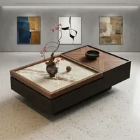 Table basse relevable moderne et écologique avec base de rangement finition bois pour salon, bureau, salle de séjour et décoration intérieure